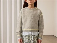 Name It striktrøje lys grå meleret med gul detalje